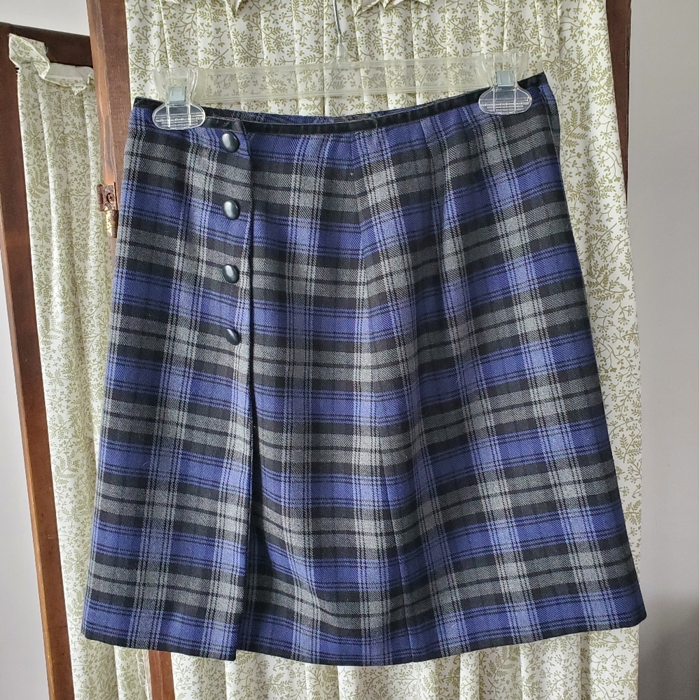 Liz Claiborne Preppy Blue Plaid Skirt